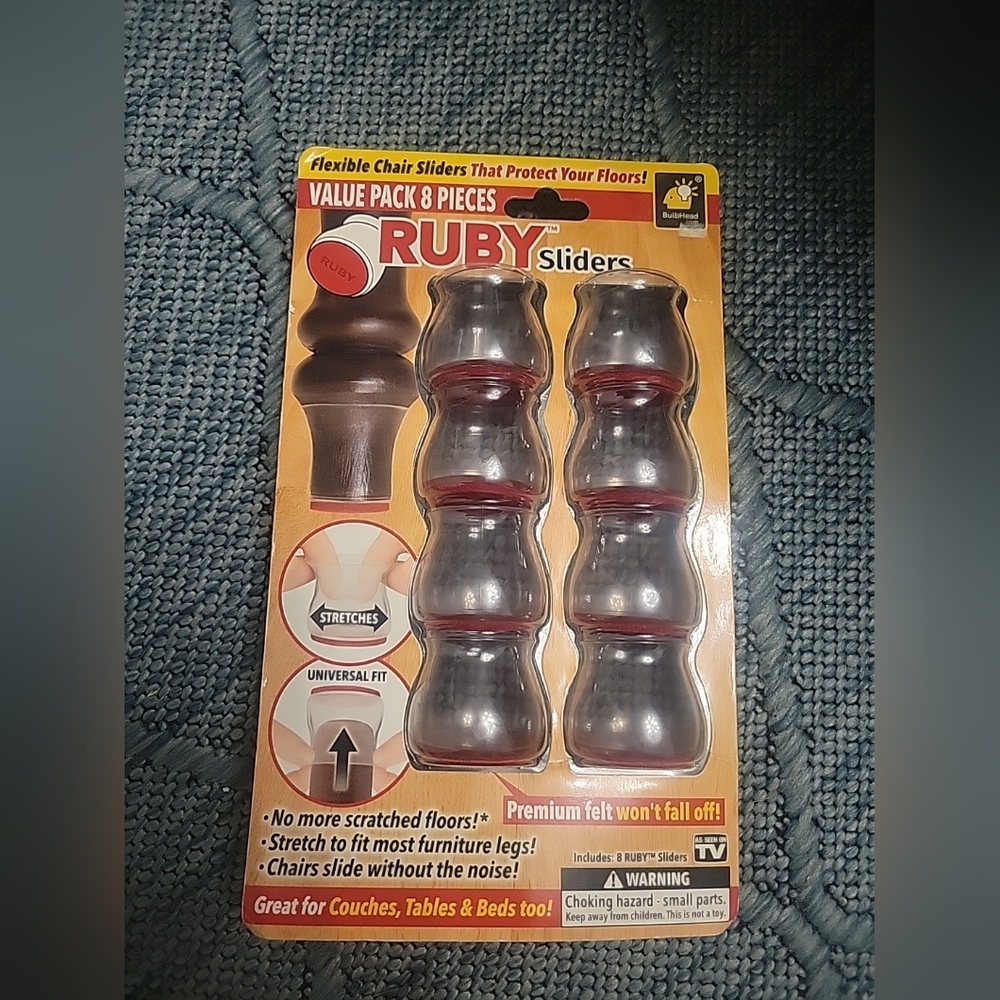 RUBY SLIDERS by BulbHead, Flexible, Universal Fit, Authentic - Red Felt, 8 COUNT